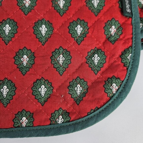 Les Olivades Quilted Placemats Set 2 with 4 Napkins Red Green Provencal France - Picture 7 of 10